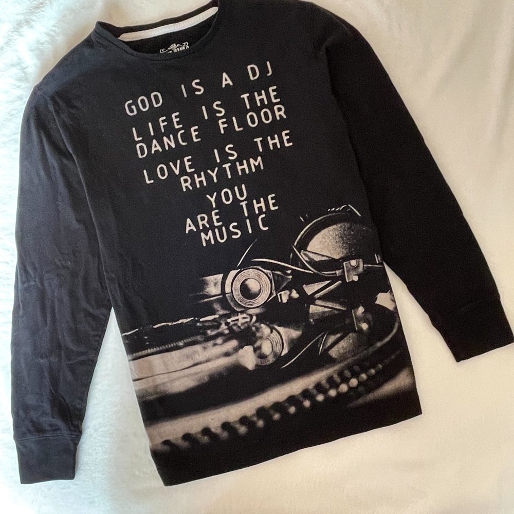 Men's Long Sleeve Cotton T-Shirt  Size S Black